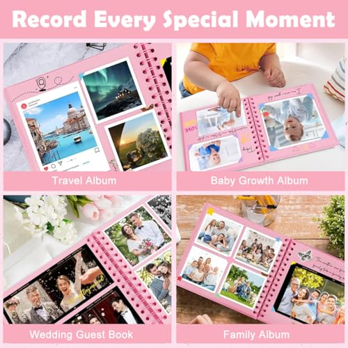 Image of HASTHIP DIY Photo Album Scrapbook 8''x8'', 20-Page Scrap Books for Memories with Coil Binding & Ribbon Closure, Album for Photos Collection, Scrapbook book, Journaling & Handmade Gifts