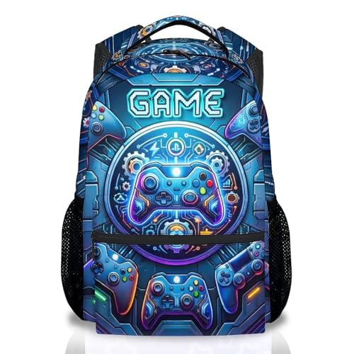 CUSPCOD Backpack for Boys Gaming School Bag for Kids Teens Gamer - 17 Inch Large Capacity Bookbag with Video Game for Elementary Middle School