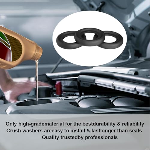 Image of 25PCS M12 Car Oil Drain Plug Gasket, Engine Oil Washer, Transmission Fluid Drain Plug Crush Washer, Car Replacement Accessories Engine Oil Pan Drain Plug Seal Universal for SUVs, Trucks (M12)