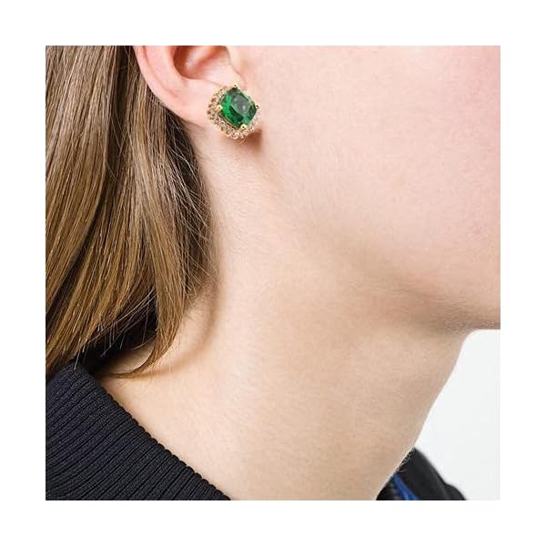 ODETOJOY-1-Pair-Simulated-Emerald-Earrings-18K-Yellow-Gold-Plated-Square-Cubic-Zirconia-Simulated-Diamond-Halo-Stud-Earrings-for-Women-with-Gift-Box-with-Gift-Box ODETOJOY 1 Pair Simulated Emerald Earrings 18K Yellow Gold Plated Square Cubic Zirconia Simulated Diamond Halo Stud Earrings for Women with Gift Box with Gift Box (Green)