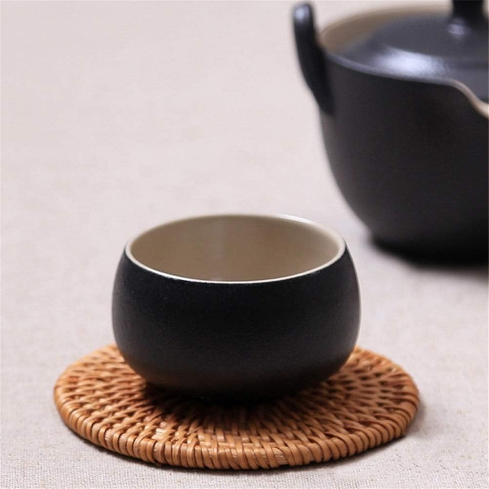 6pcs/Tea Accessories Coaster Cover Round Tableware Placemat Dish Mat Rattan Woven Coaster Mat Diameter 8Cm