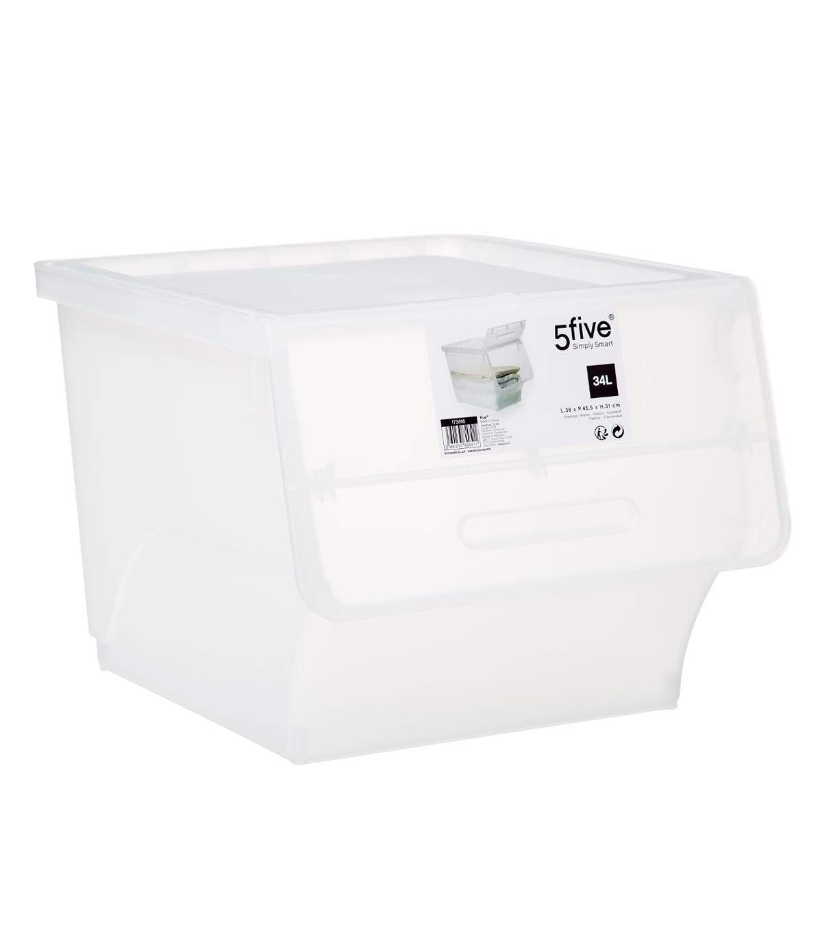 5five - boîte en plastique transparente à ouverture frontale 34l