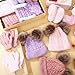 15 Pcs Kids Set Winter Hat Beanie Hat Scarf Gloves Earmuffs Socks Set Wool Warm Cap with Pompom for Girls Boys 4-10 Years Old