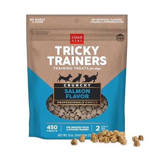Cloud Star Tricky Trainers Crunchy, Low Calorie Training Dog Treats, Made In The USA, Wheat & Corn Free, Salmon 8 Oz,(Pack Of 1)