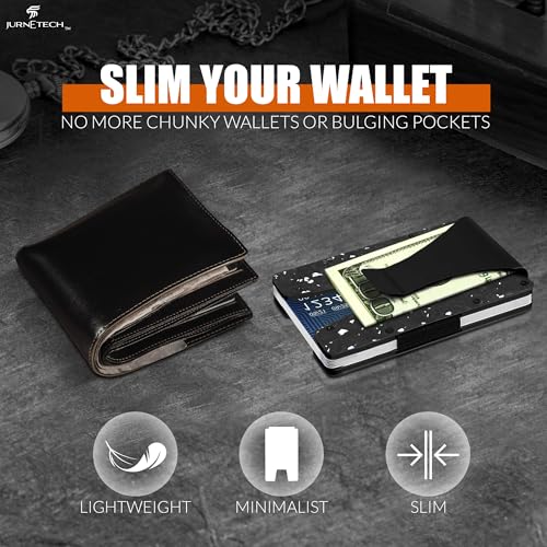 Magnetic Carbon Fiber Slim Wallet with Money Clip Airtag, RFID Blocking, AirTag Compatible, Metal, Magsafe compatible for all iPhones 12-16 (Regular Money Clip, Silver)2