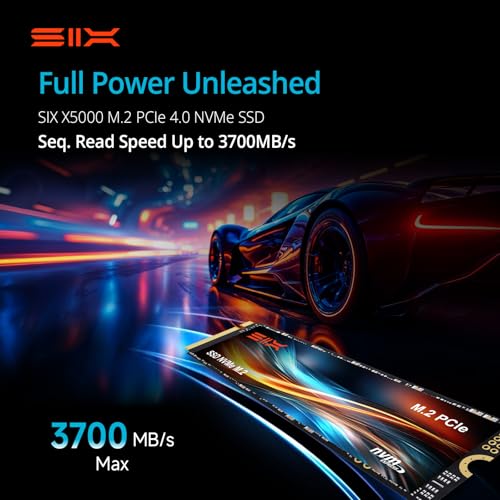 Image of SIX X5000 1TB M.2 2280 SSD PCIe Gen4x4 NVME SSD Solid State Drive - Up to 3700MB /s Read, 2500MB /s Write