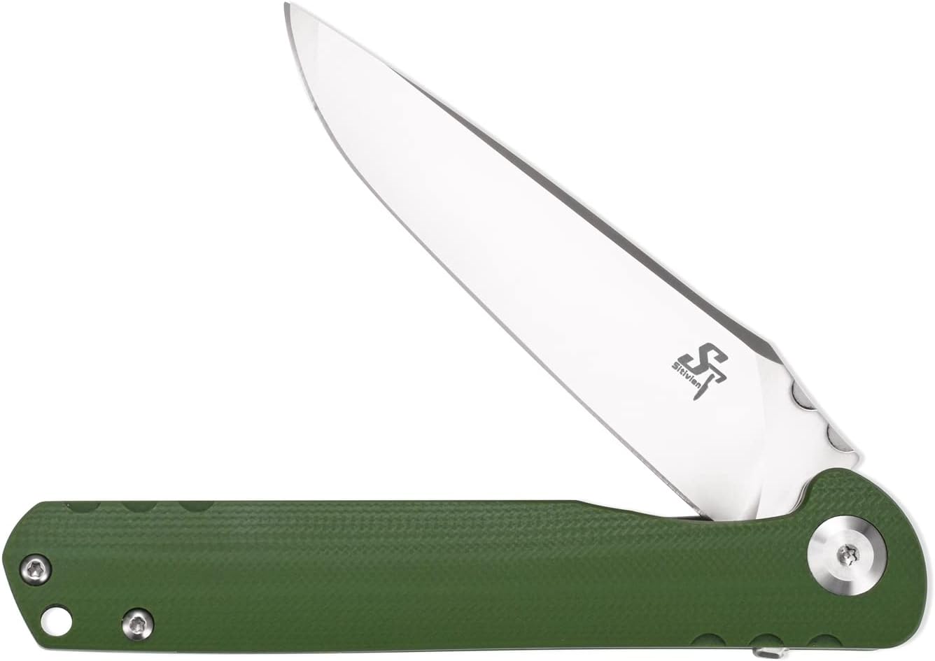 Sitivien ST101 Folding Knife, D2 Steel Blade+G10 Handle Tool Knife, EDC Pocket Knife for Outdoor, Camping, Hunting, Survival (Army green)