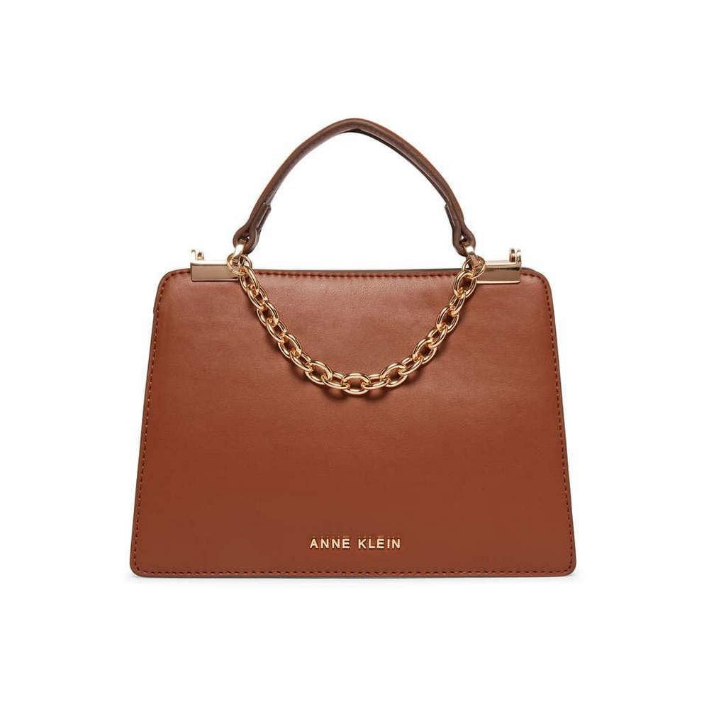 Anne Klein mini convertible snake trimmed satchel with swag chain