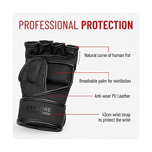 Liberlupus MMA Gloves for Men & Women, Martial Arts Bag Gloves, Kickboxing Gloves with Open Palms, Boxing Gloves for Punching Bag, Sparring, Muay Thai, MMA