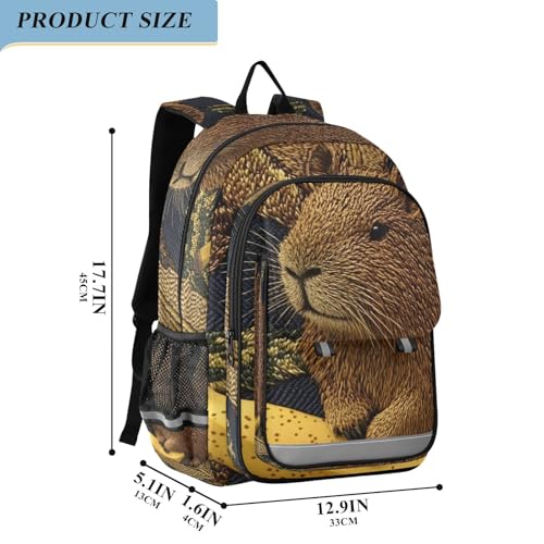 Backpack Lightweight Daypack-Capybara Banana Outdoor Travel Daily, Travel Backpack for Women Men 12.9x5.1x17.7 inch2
