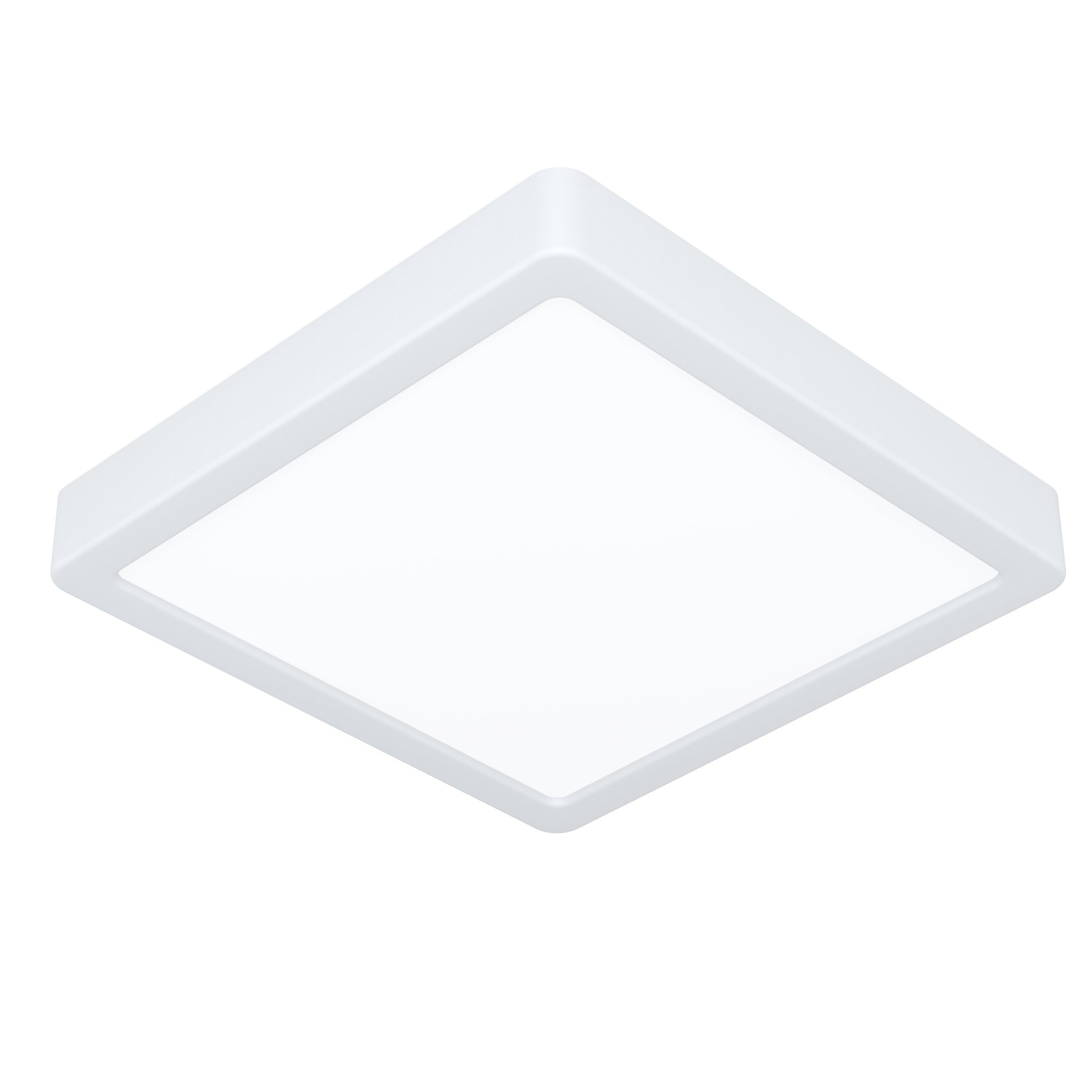 Eglo LED Ceiling Light Fitting Fueva 6, Square Ceiling lamp, Flush Light Fixture, White Plastic, Ceiling Lighting Warm White-Cold White, 22x22 cm