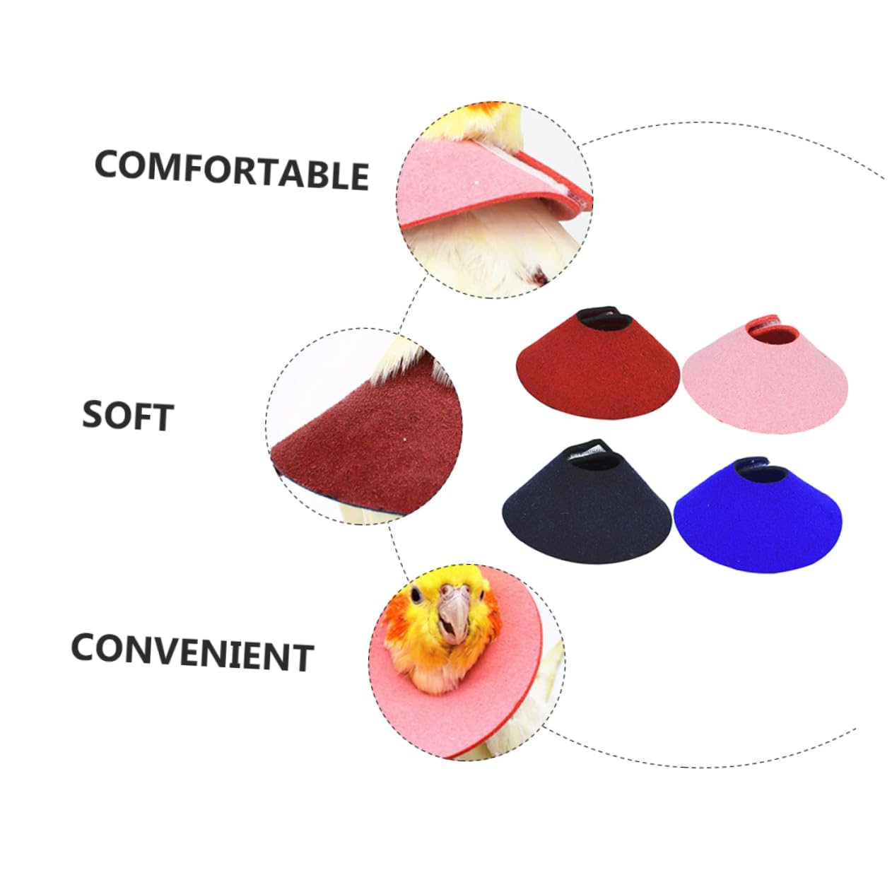 Housoutil 3sets Parrot Bird Neckwear Recovery Collar Operation Fabric Lovely Design for Parrot 4pcs*3