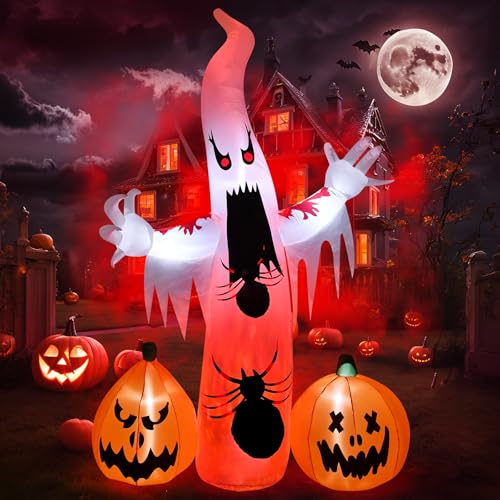 Beinhome HOLIDAY INFLATABLES 8Ft Halloween Inflatables Decorations Outdoor Ghost Built-In Flame Flashing Projection Light, Blow Up Yard Inflatables thumb #4