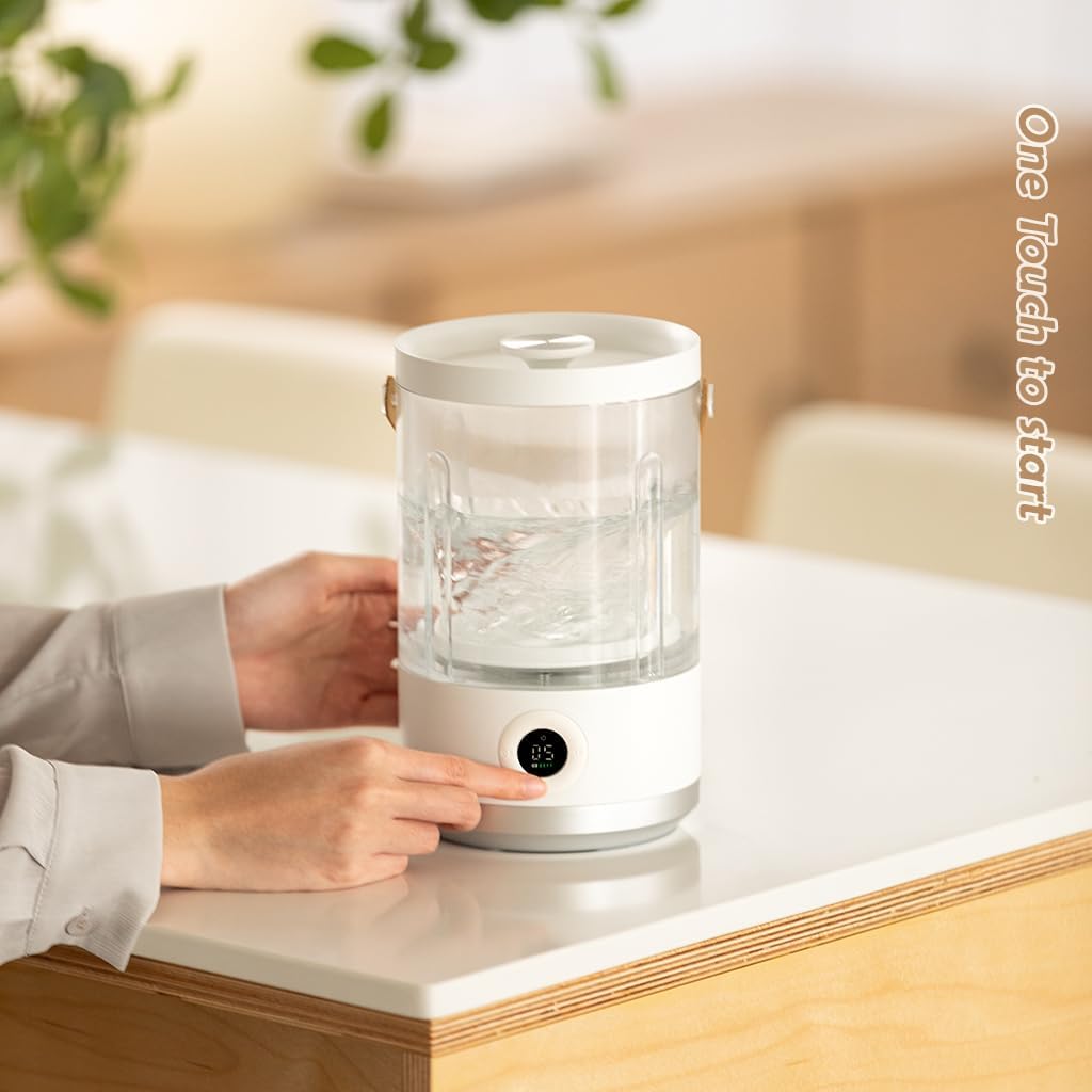 Portable Laudry Washer Wireless Rechargeable mini washing machine 1.2L for undies socks Compact design Lightweight easy to carry and organize Quiet and Low power consumption (White)