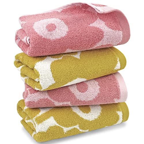 Jacquotha Decorative Hand Towels 4 Pack (Pink & Yellow) - Sun Floral Hand Towel Set For Girls Women, Soft And Quick Drying #TOP22