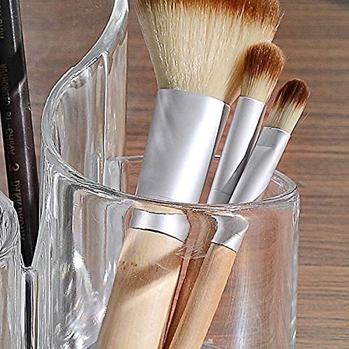 NETXE Acrylic Cosmetic Organizer for women girls Makeup Brush Holder Acrylic Nail Polish Lipstick Eyeliner Comb Storage Holder Desk Rake Organizer,dressing table organizer for home (3 Compartment) 4