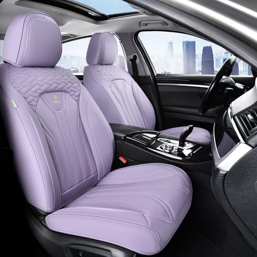 Image of FLORICH Car Seat Covers, Leather Front Seat Cover, Purple Waterproof Seat Covers, Automotive Seat Cover 2 Pack, Luxury Universal Seat Cushion Car Seat Protector Fit for Most Cars Trucks SUVs