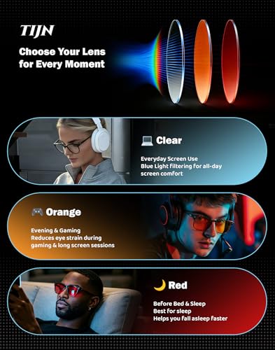 Image of TIJN Blue Light Blocking Glasses Men Women Vintage Thick Round Rim Frame Eyeglasses