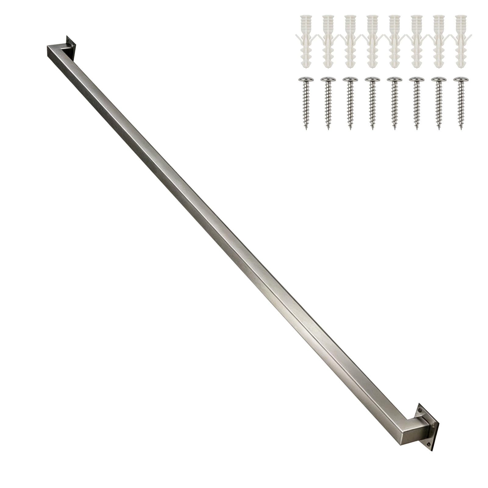 Renmlion One Color Stair Handrail Kit｜Heavy Duty Wall Mounted Railing Stainless Steel Pipe Hand Rails｜Silver Staircase Banister Indoor Outdoor Grab Bar 80Cm/100Cm/1.5M/2M/3M/4M(20Ft/600Cm)