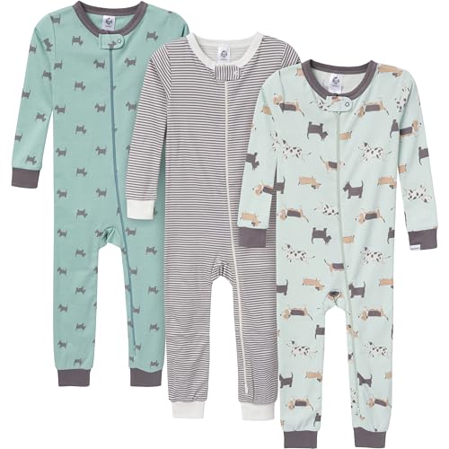 Image of Gerber baby-girls 3-pack Snug Fit Footless One-piece Cotton Pajamas