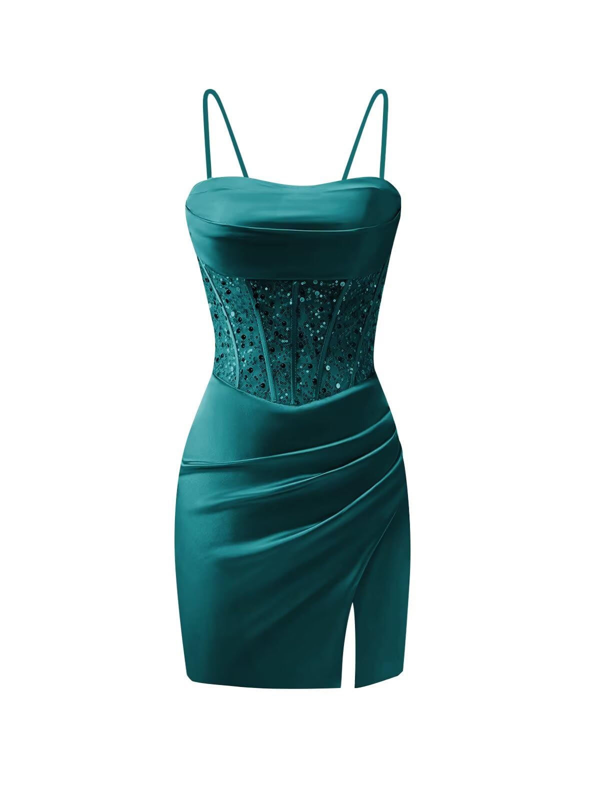 MXODI Satin Homecoming Dresses for Teens Short Sequin Prom Dress Sweetheart Cocktail Party Gowns