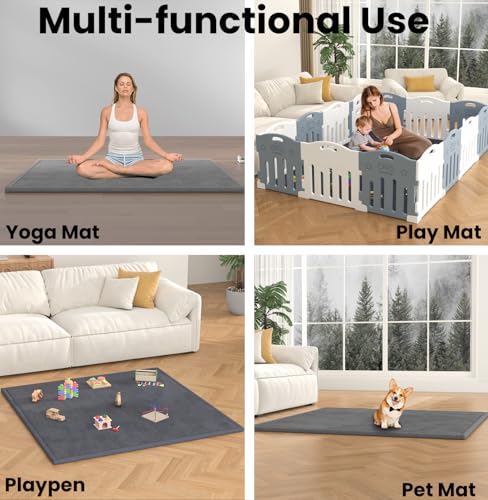 Baby Play Mat - 1.3" Thick Tummy Time Mat, Coral Velvet Nursery Rug with Non-Slip Backing, 50''x50''