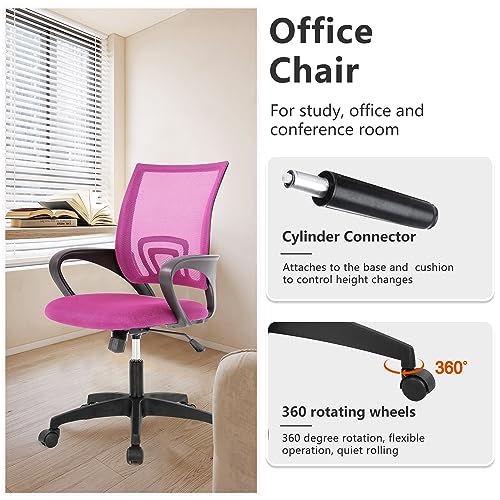 PayLessHere-Home-Office-Chair-Desk-Computer-Chair-Adjustable-Ergonomic-Chair-Lumbar-Support-Armrest-Executive-with-High-Density-Mesh-360-Degree-Swivel-Chair-for-Men-Women-Adults-Chair-Pink