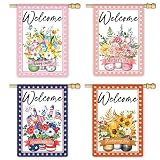 4Pcs 28 x 40 Inch Seasonal Garden Flag Set Happy Easter, Happy Mother's Day, Independence Day, Memor