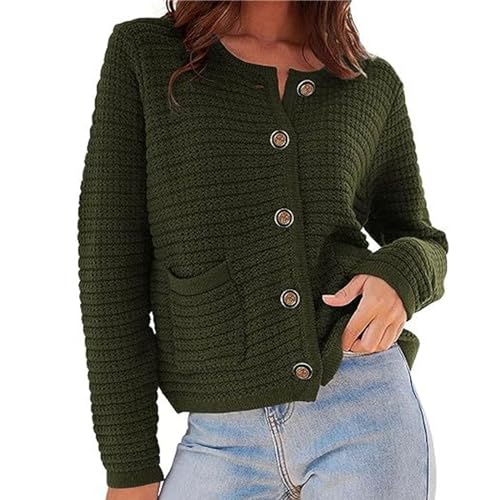 Womens Cropped Cardigan Sweaters Casual Open Front Button Down Knit Cardigans Lightweight Cable Jacket Coat Outwear