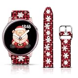 20mm Holidays Christmas Bands Compatible for Samsung Galaxy Watch 6/5/4 40mm 44mm/ 5 Pro 45mm/ Watch 6/4 Classic 43mm 47mm 42mm 46mm/ Active 2 44mm 40mm,FTFCASE Red Plaid Snowflake Strap for Women Men