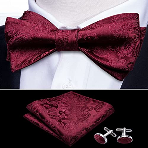 Corbata de moño para hombre en seda roja miniatura 2