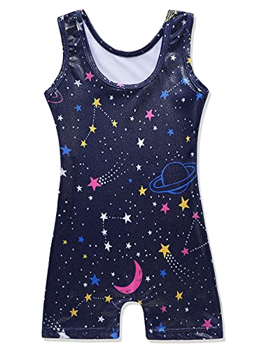 Image of HOZIY Gymnastics Leotards for Girls with Shorts Toddlers Biketards Rainbow Unicorn Dinosaur Mermaid Leopard Flower Galaxy