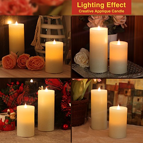Image of SIMPLUX Led 3D Wave Moving Flameless Battery Operated Flickering Real Wax Candle, 3x7'', Green