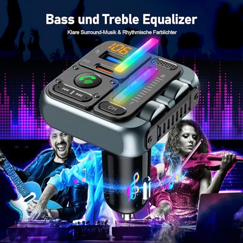 SOARUN 2025 Bluetooth 5.3 FM Transmitter, PD 45W & QC3.0 12W Schnelles Autoladegerät, Bluetooth...