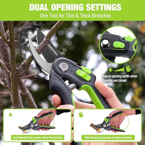 WORKPRO 8" Bypass Pruning Shears for Gardening with Dual-Size Opening - image 2