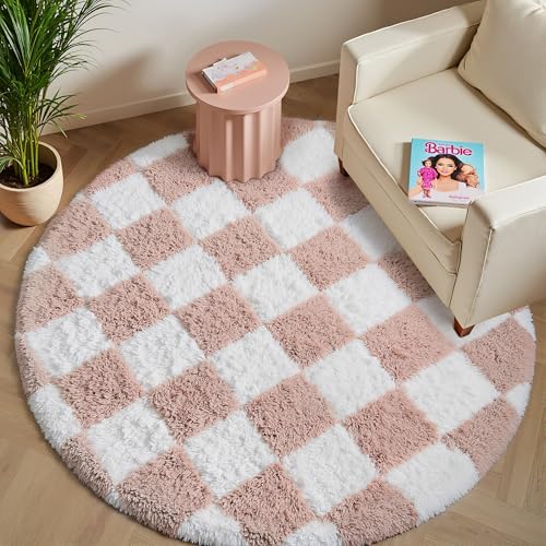 PureCozy Checkered Area Rug 2x3 for Bedroom, Black and White Modern Shag Rug Super Soft Runner Carpet Washable Fluffy Rugs for Living Room Bedside Sofa Home Dorm Decor Aesthetic 2' x 3' (Run