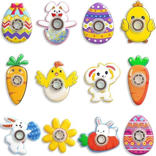 Howzcci 12 Pack Easter Fidget Spinners Toys Novelty Spinning Tops Toys for Kids Boys Girls Easter Basket Stuffers Egg Fillers Party Favors Gifts