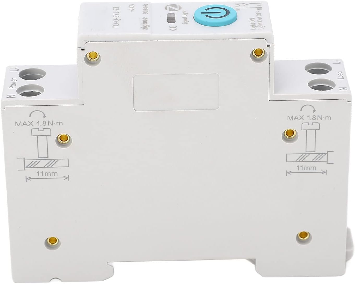 Back view of the Generic Mobile Electrical Circuit Breaker showing rail mounting and torque specifications