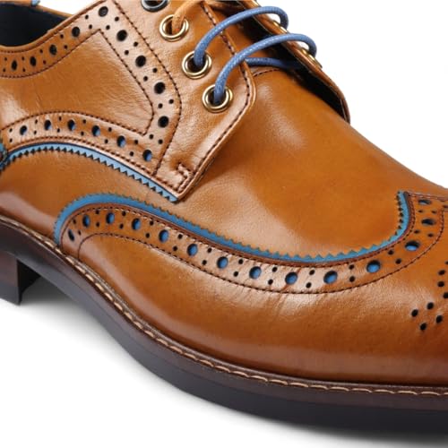Men's Brown Brogue Leather Classic Dress Shoes- Simon4