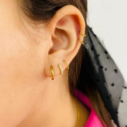 Miniatura 5 de Hoops Piercing Earring - Ear Cartilage Hoops Earring - Chunky Huggie Piercing Earring - Antiallergic Earrings - Premium Quality Gold Plated