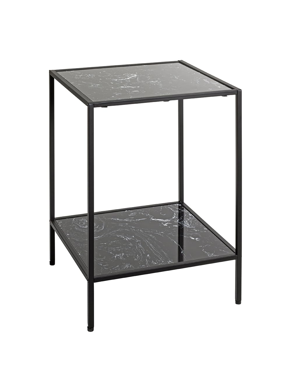 HAKU Side Table, black, faux marble, metal, coffee table, sofa table – Dimensions: W 40 x H 60 x D 40 cm Style: Art Deco