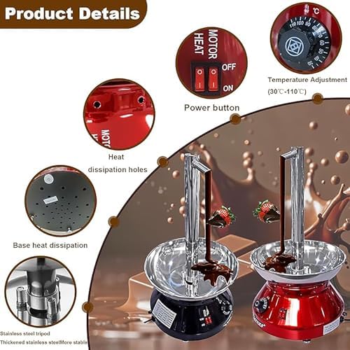Stainless Steel Chocolate Fountain Machine - Commercial Waterfall Fondue Maker, Easy Assembly for Parties, Weddings, Birthdays - Red Model image 4