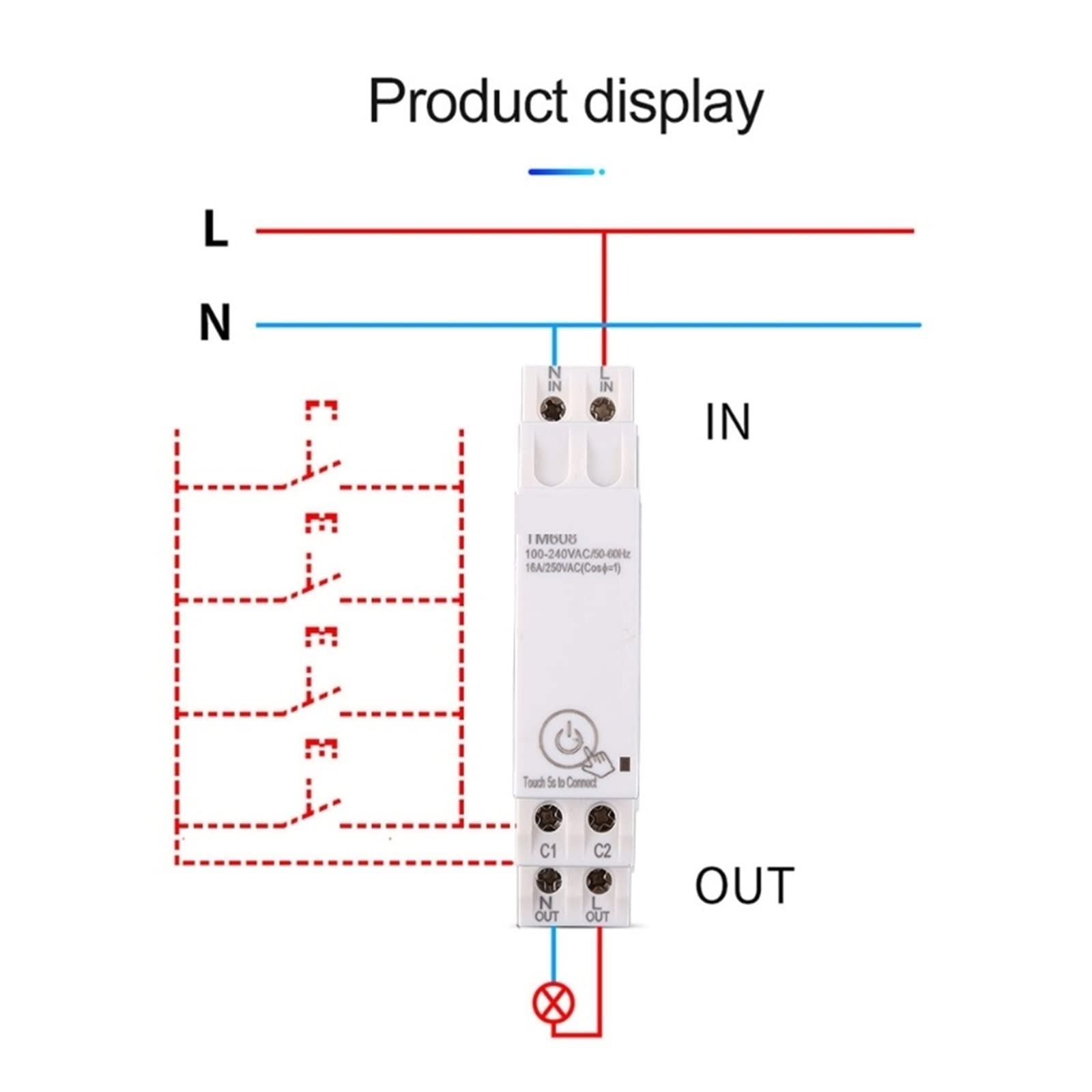 Contatore Energia Elettrica, TM608 Contatore di energia domestica monofase con interruttore timer Telecomando tramite APP Rilevamento corrente di tensione multifunzionale Tim, Facile da Installare