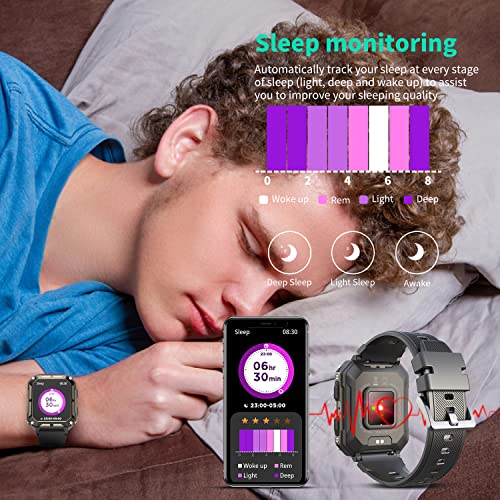 Dico Das Smart Watches With Bluetooth Call,Fitness Tracker Watch With Heart Rate Blood Pressure Sleep Monitor For Iphone/Android Phone,Ip68 Waterproof And 123 Sports Modes (Gray And Black) #TOP7