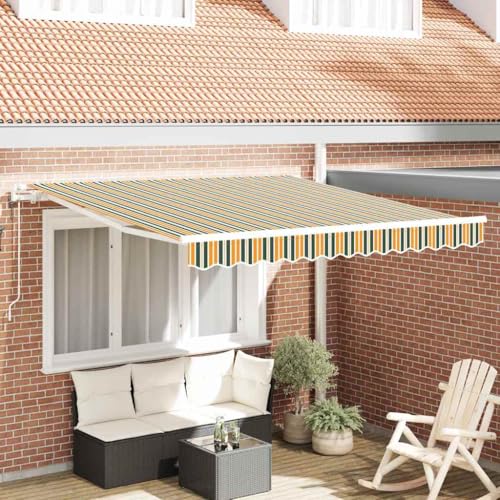 Genérico Toldo Retráctil Verde y Amarillo 300 x 250 cm Tela y Acero,Casa y jardín,Jardín,Artículos de Exterior,Toldos-3330161