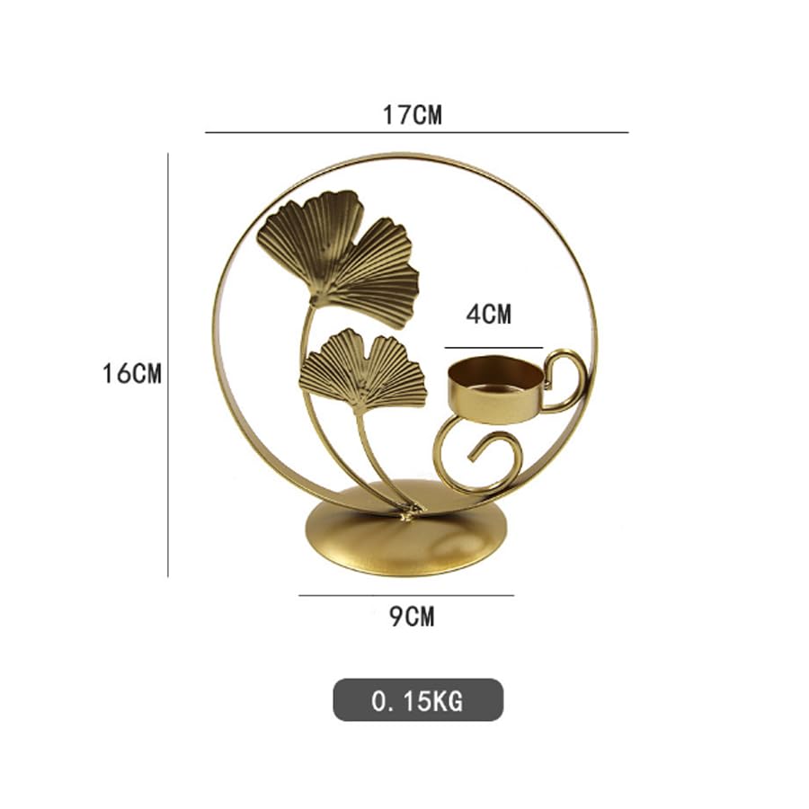 Tealight Holder Metal Ginkgo Tealight Candle Holder Tea Light Candle Holders for Home Tabletop Decorations Holiday Table Display Kitchen Thanksgiving Christmas Decor Gold - Image 4