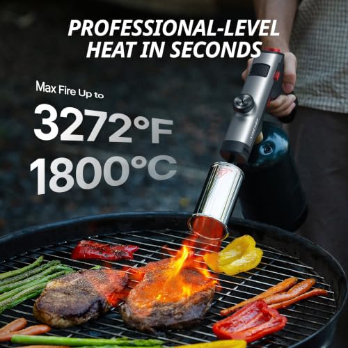 AirChef Propane Torch Gun, One-Touch Max Fire, Safety Lock, Titanium Gray - image 2