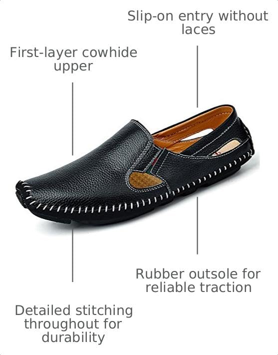 Image of Men's Driving Shoes Leather Slipper Casual Slip on Loafers
