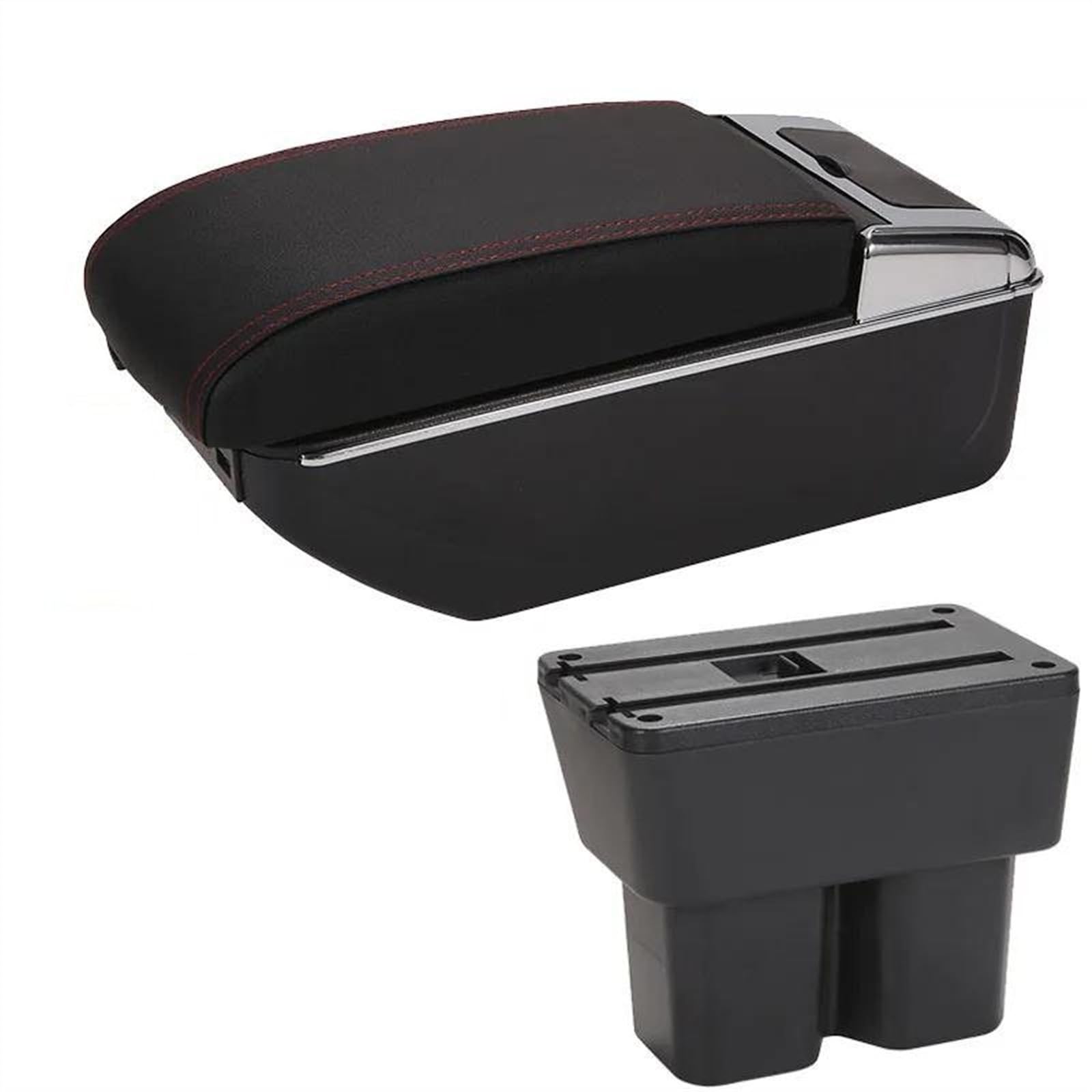 NOHEEU Car Accessori Armrest Box For Jimny JB74 2019-2024 Storage Retrofit Part(B1 Black red 7USB)