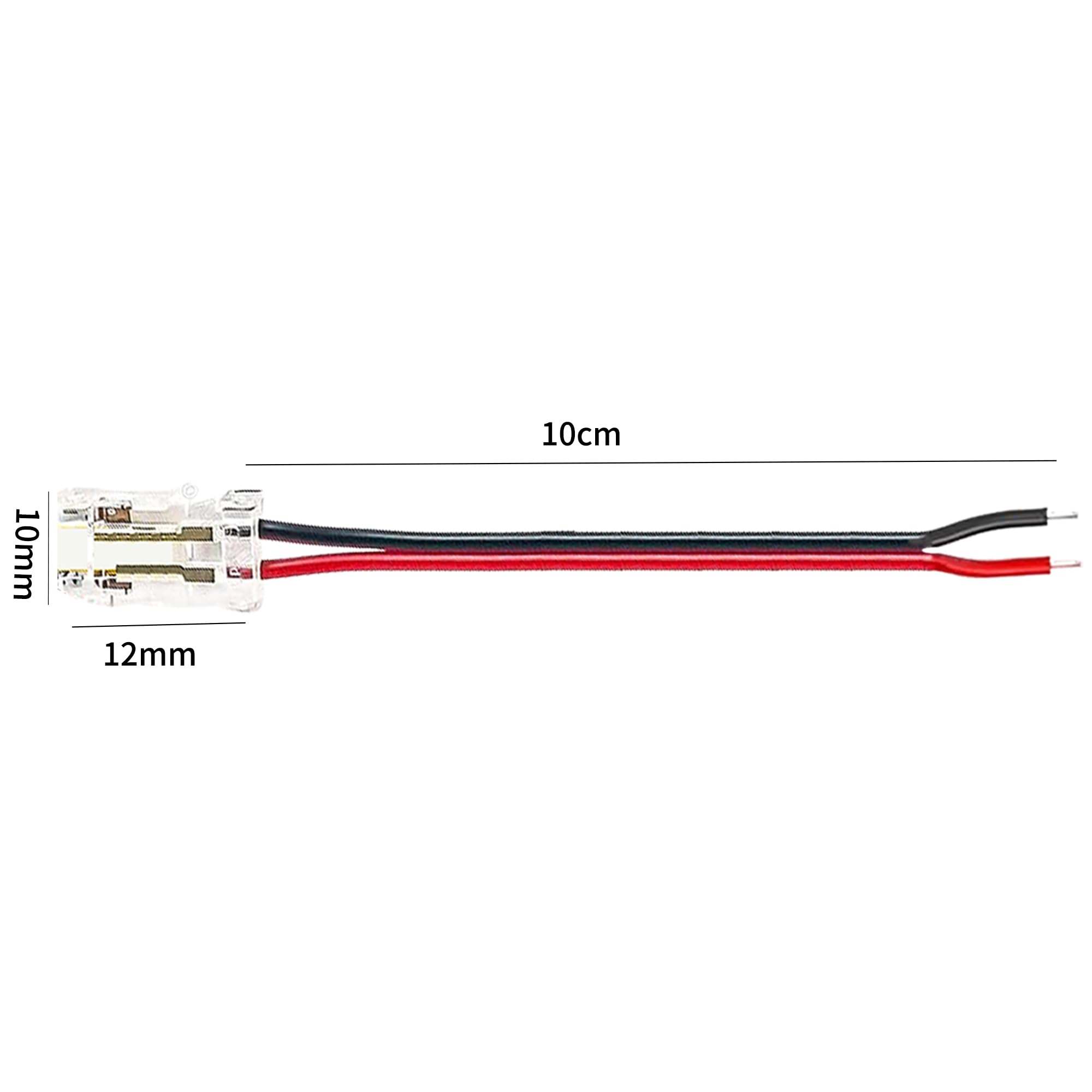 Clearhill 8mm 2Pin 20 Packs Press-in Assembly COB Led Strip Connectors,Ultra Slim,Strip to Wire Connectors + 10cm Cable for Single Color 5V/12V/24V Light Strips,Transparent Terminal,Safe Connection - Image 3